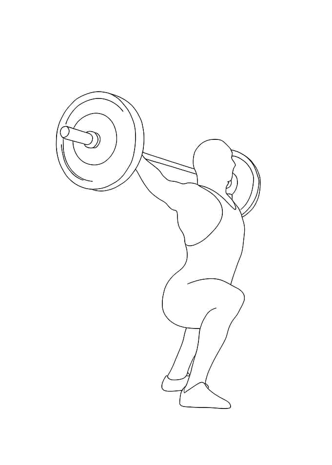 Weightlifter Squatting with Barbell Minimalist Line Art