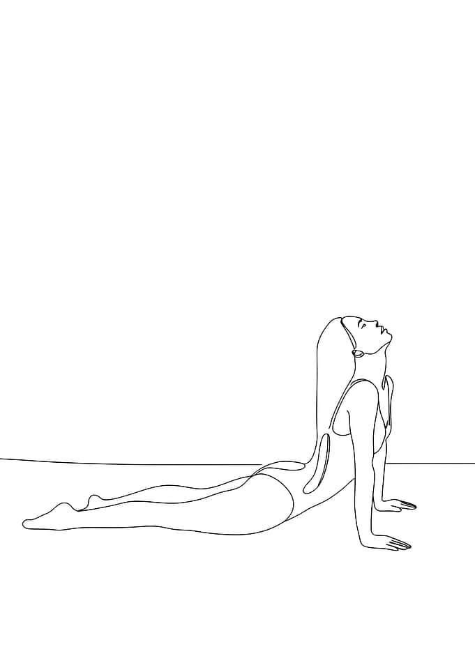 Woman in Cobra Pose Minimalist Line Art