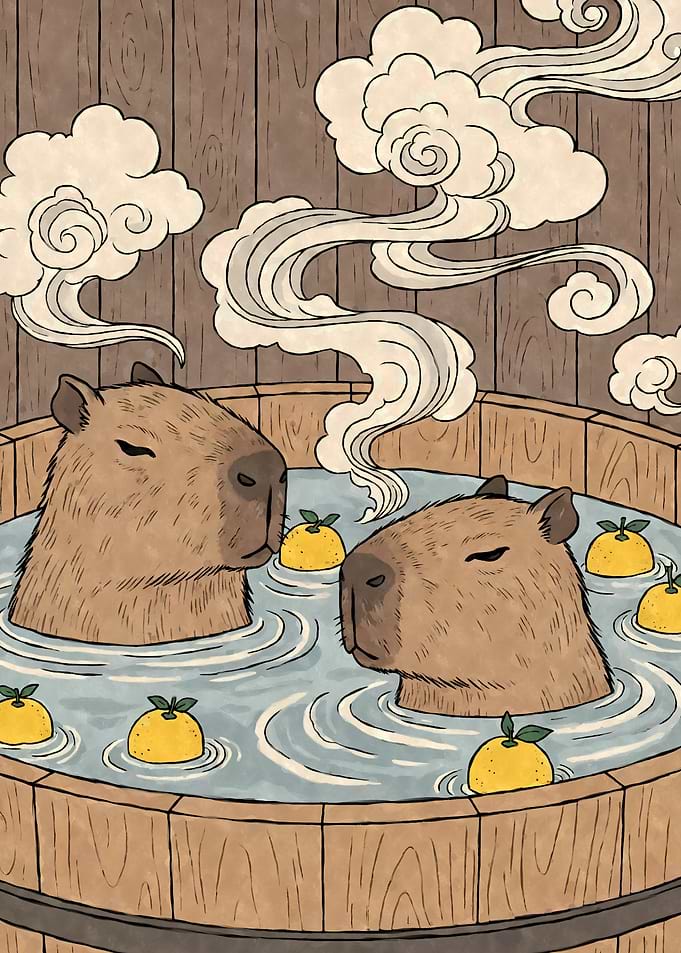 Capybaras in a Yuzu Bath