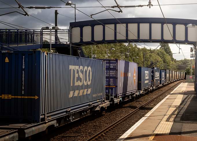 Freight train with Tesco containers
