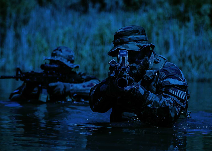 Night Operation: Soldiers in Water