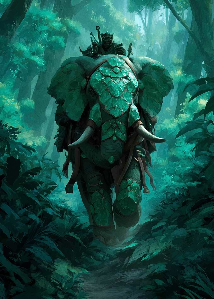 Armored Elephant in Jungle