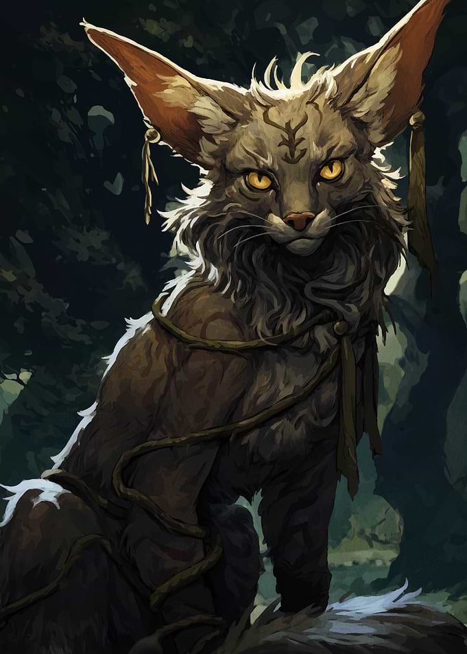 Fantasy Cat Portrait in Forest