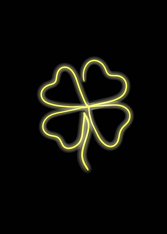 Neon Four-Leaf Clover for Good Luck