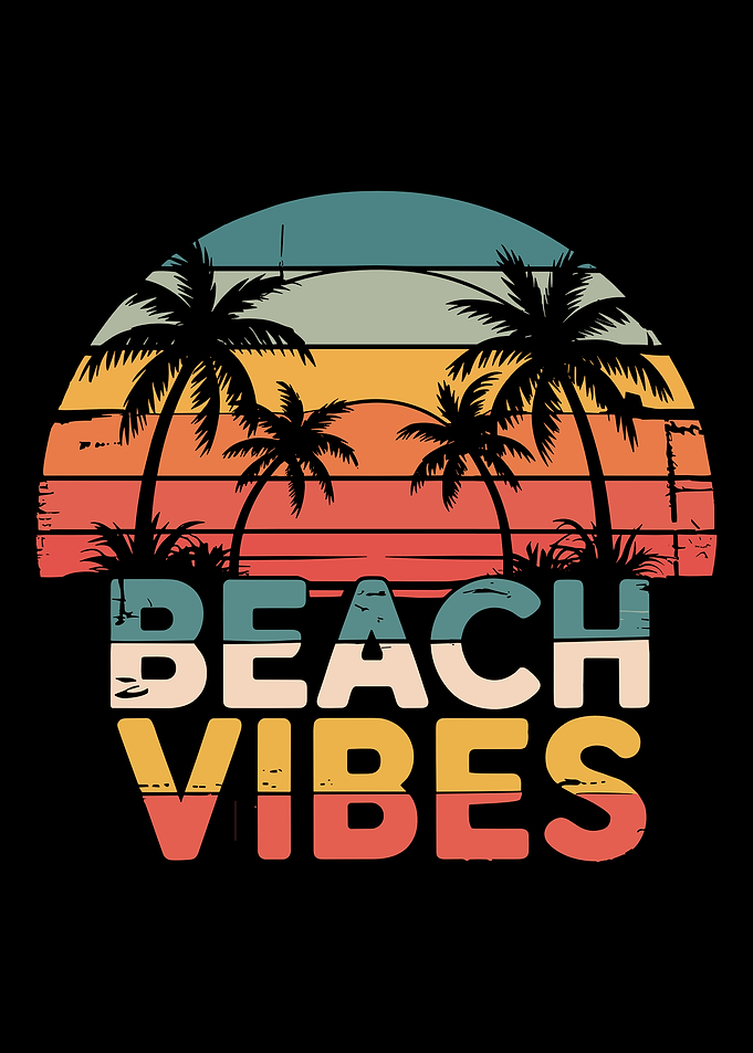 sunset retro vintage beach vibes summer vacation palm trees silhouettes