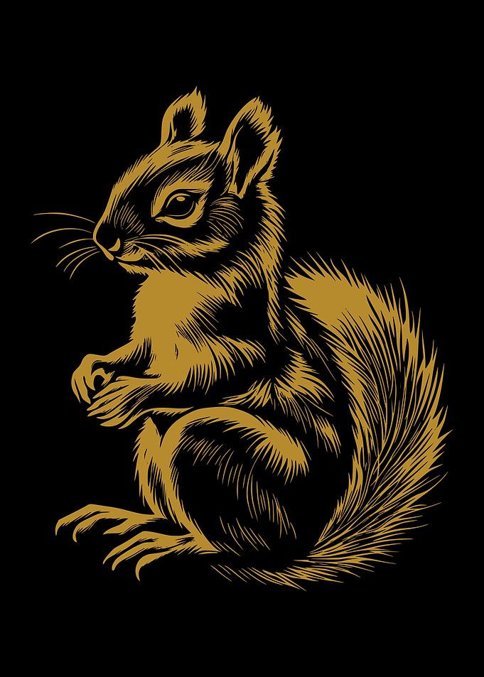 Squirrel Illustration on Black Background