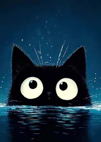 Black Cat in Water