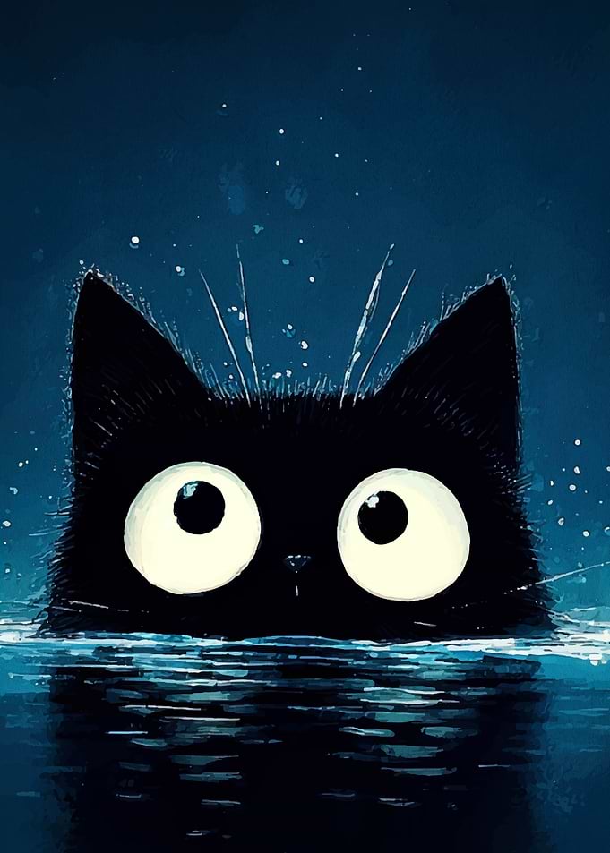 Black Cat in Water
