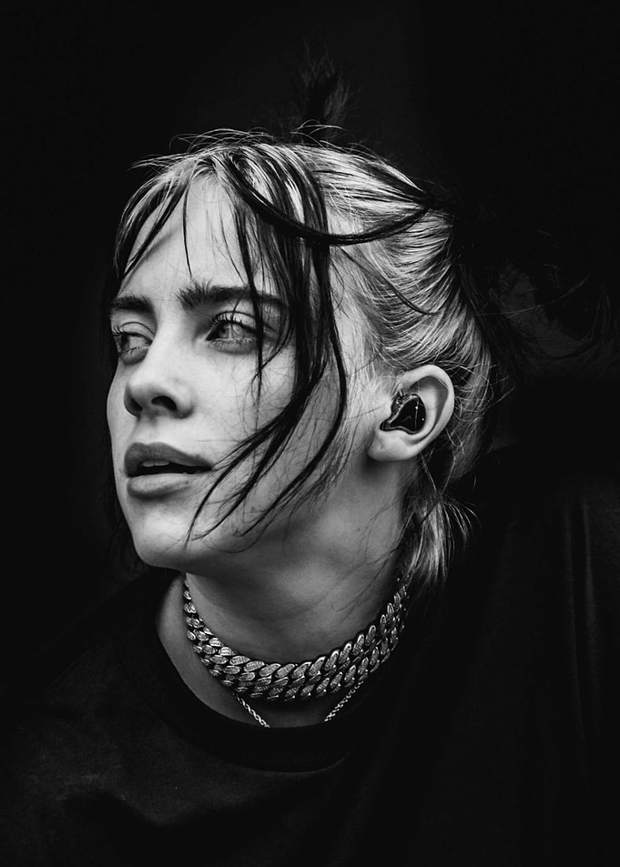 Billie Eilish Black and White Portrait
