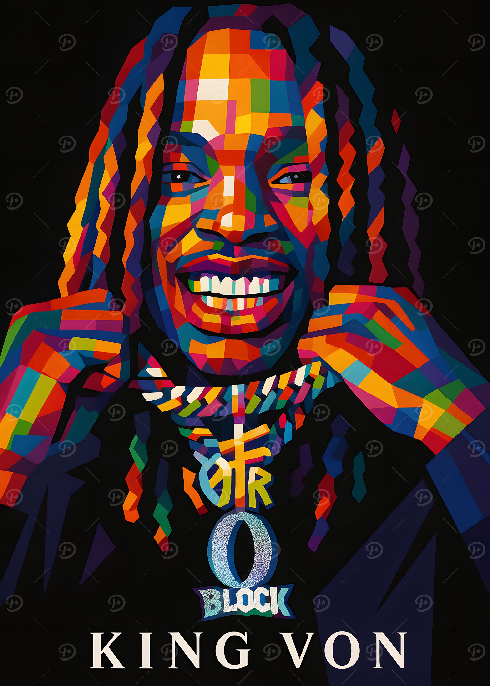 King Von Colorful Portrait