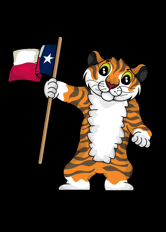 Cool Tiger Holding Texas Flag Kids Tiger Lover Texas