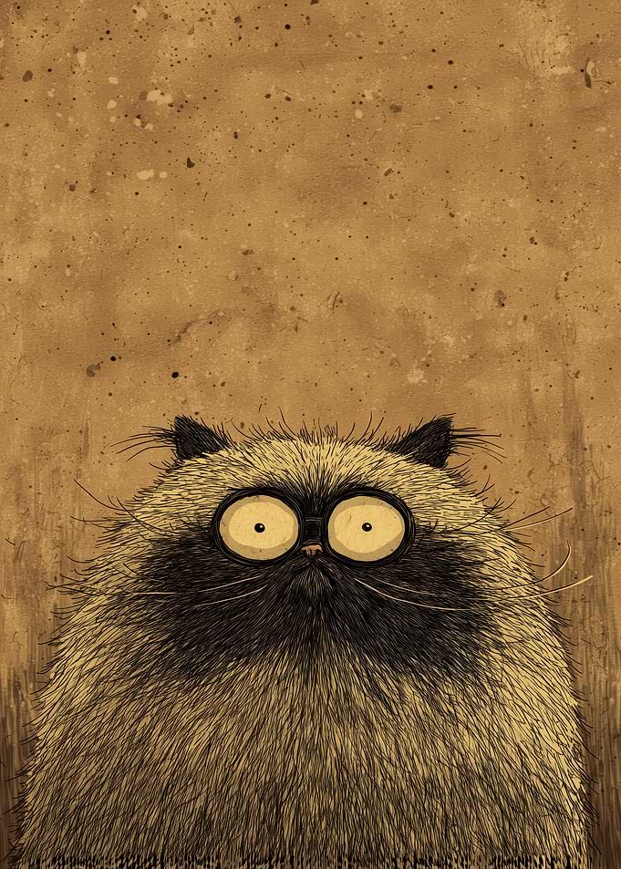 Cartoon Cat with Wide Eyes