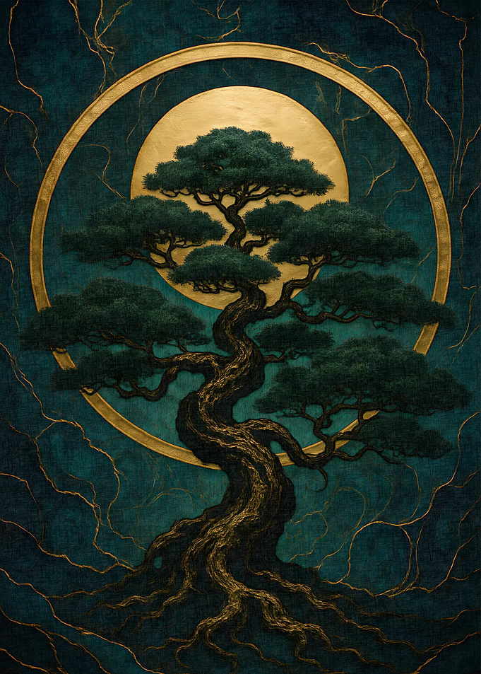 Bonsai Tree with Golden Circle