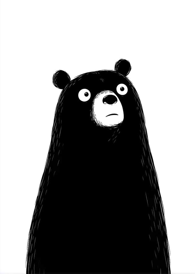 Cartoon Bear with Surprised Expression