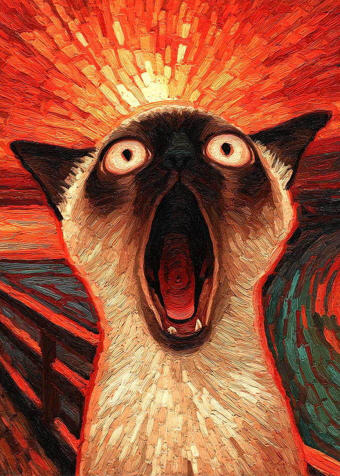 Screaming Siamese Cat Art