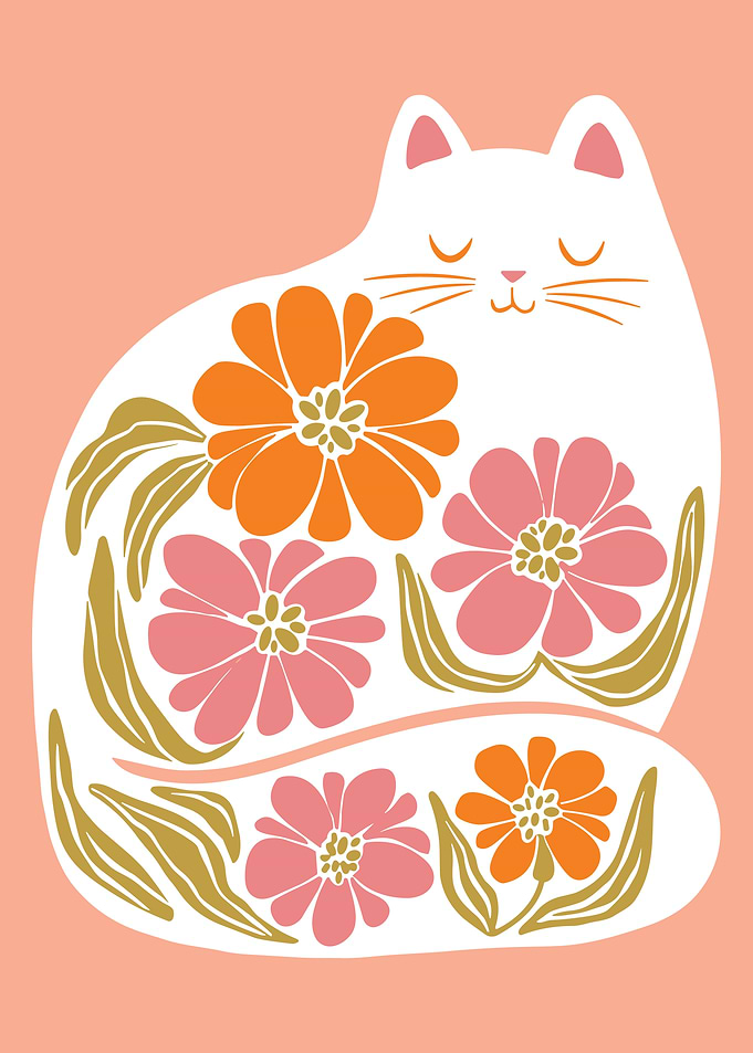 Floral Cat Illustration