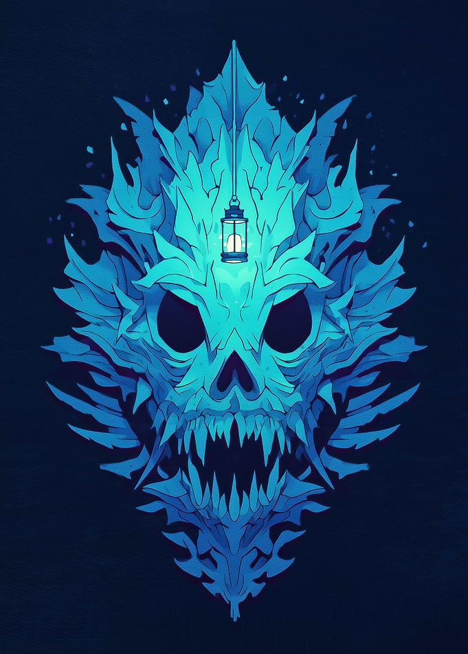 Icy Anglerfish Skull with Lantern