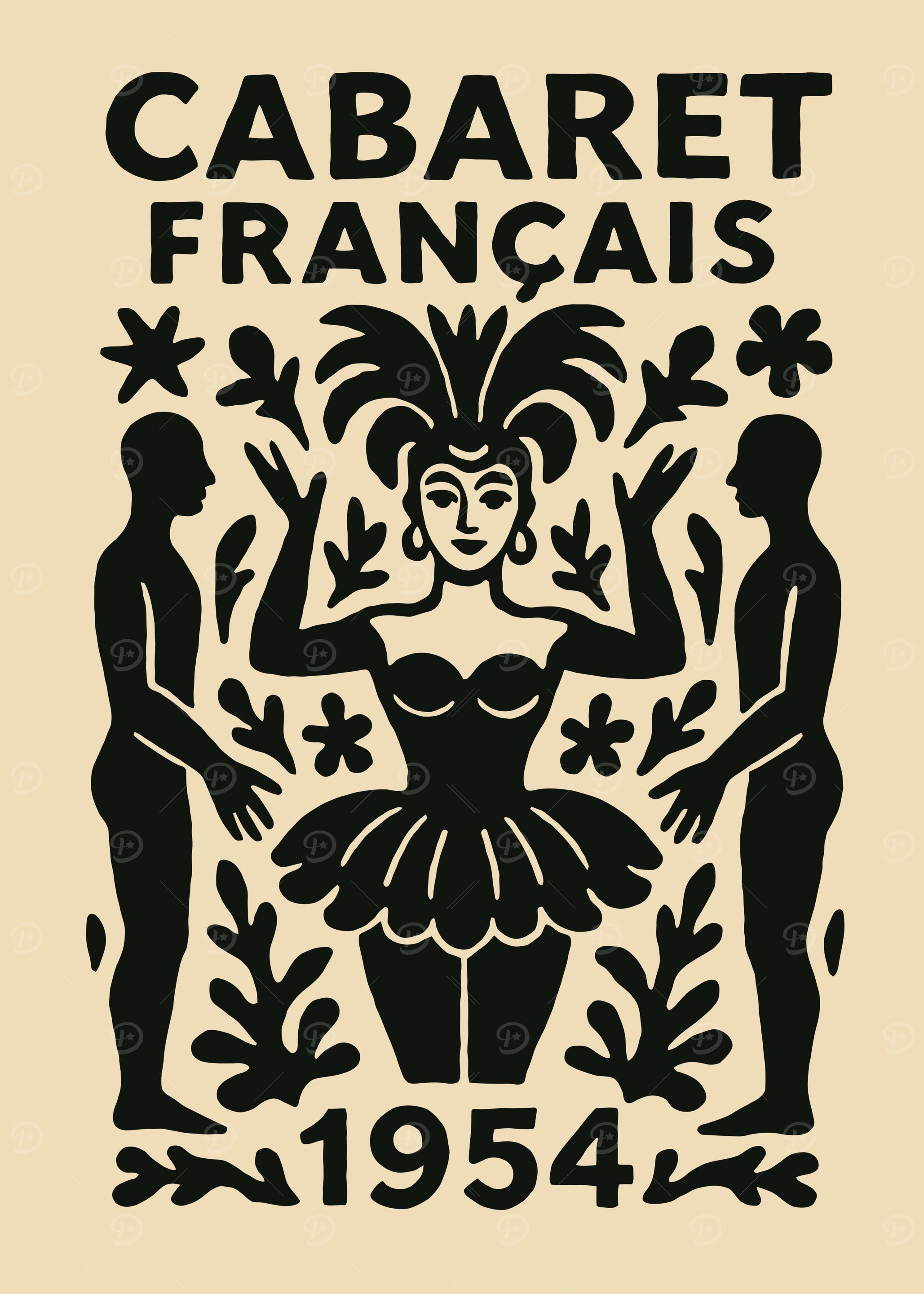Cabaret Français 1954 Vintage Poster