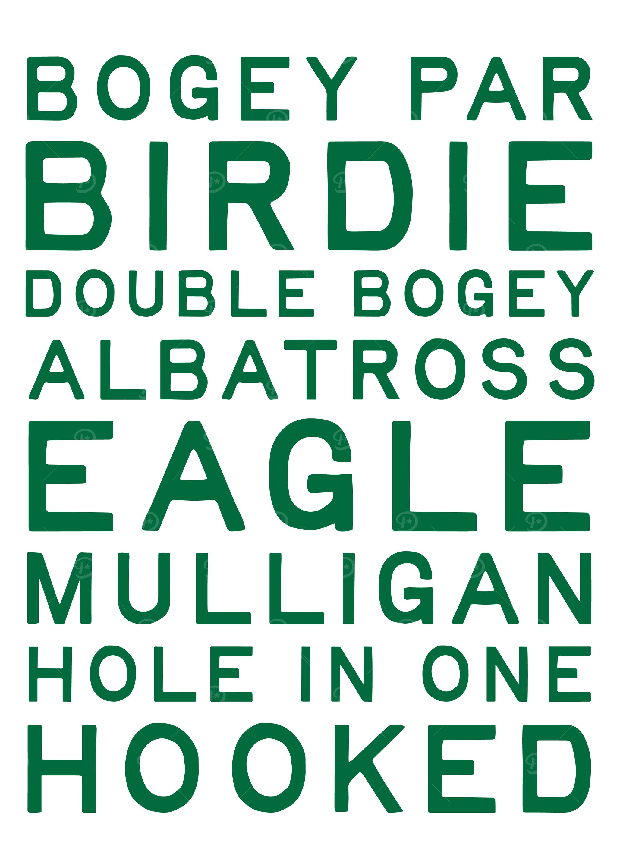 Golf Terms Typography Art