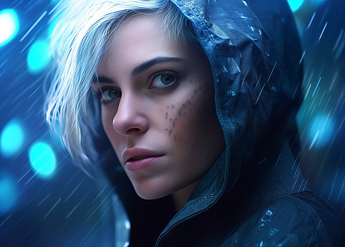 Portrait of a Woman in Hooded Jacket