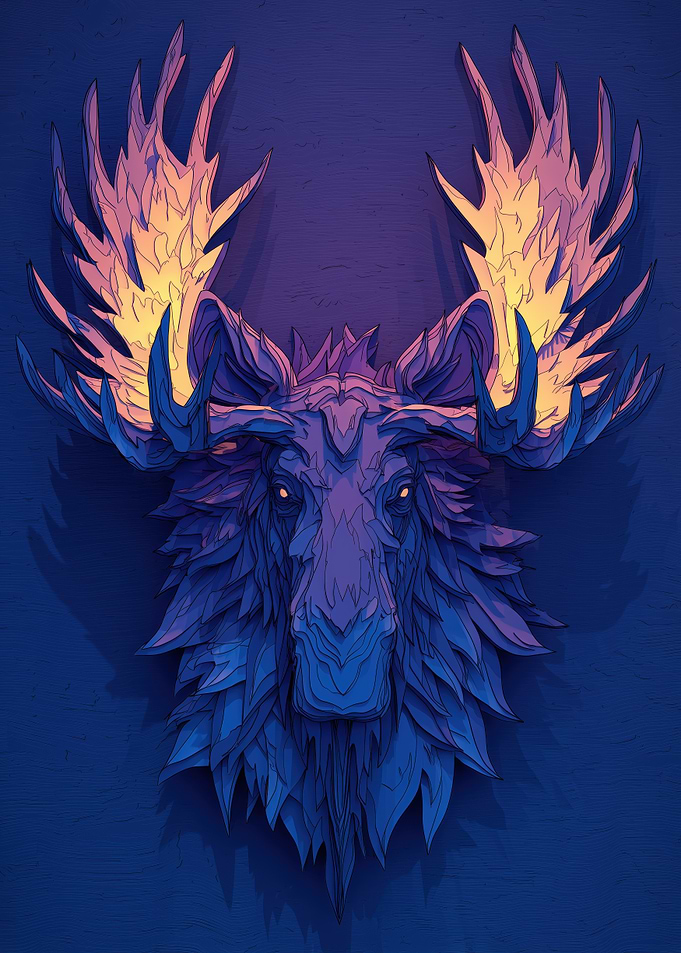 Stylized Moose Head Illustration