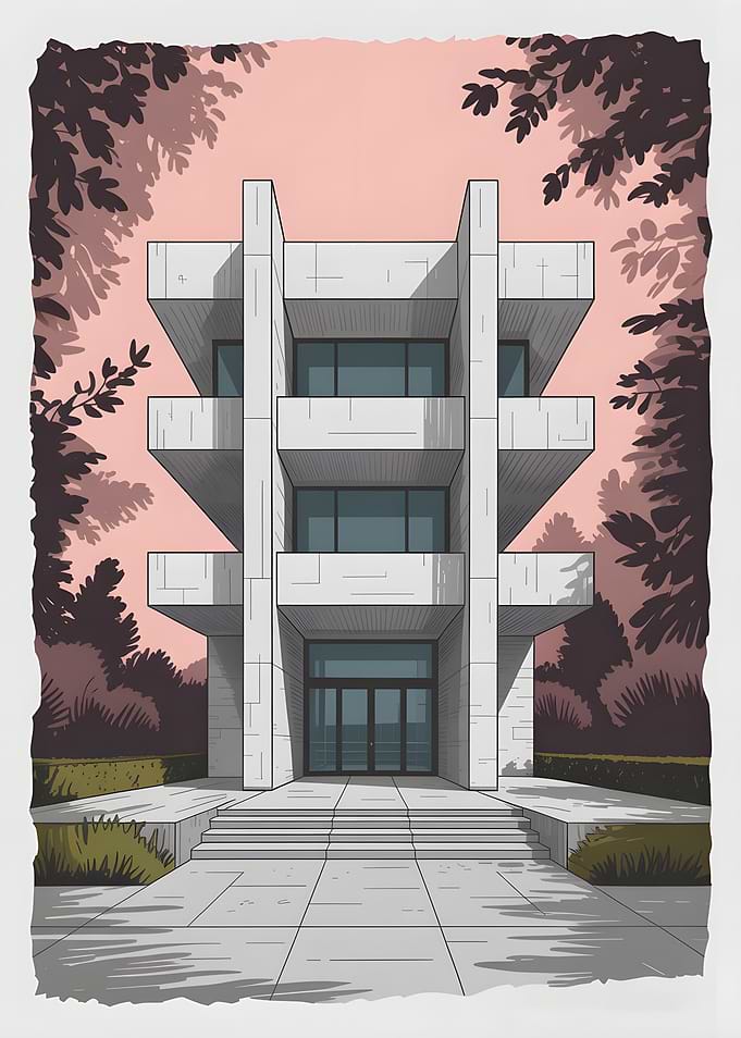 Modernist Building Architecture Surrounded by Trees