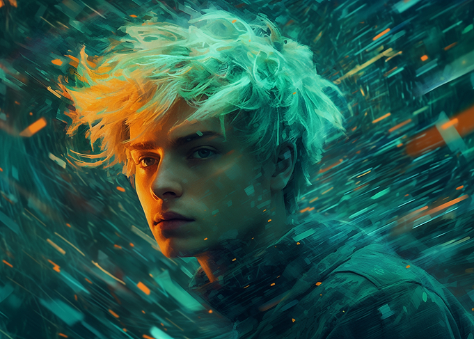 Portrait of a young man with Neon Accents