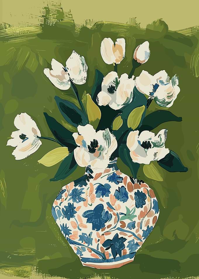 Floral Still Life with Patterned Vase