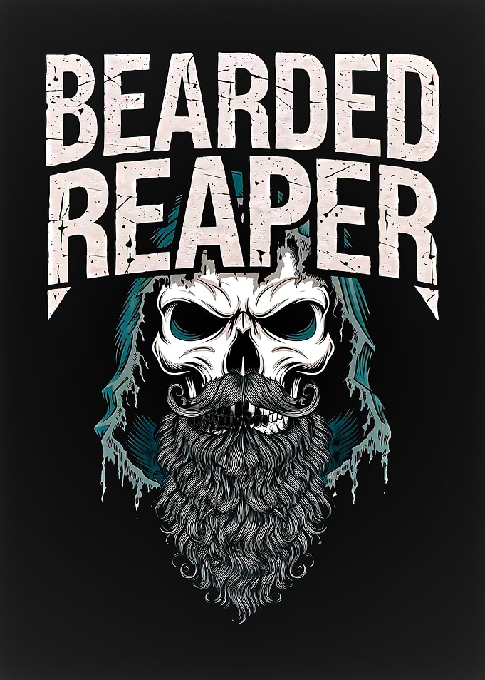 Bearded Reaper Skull Graphic
