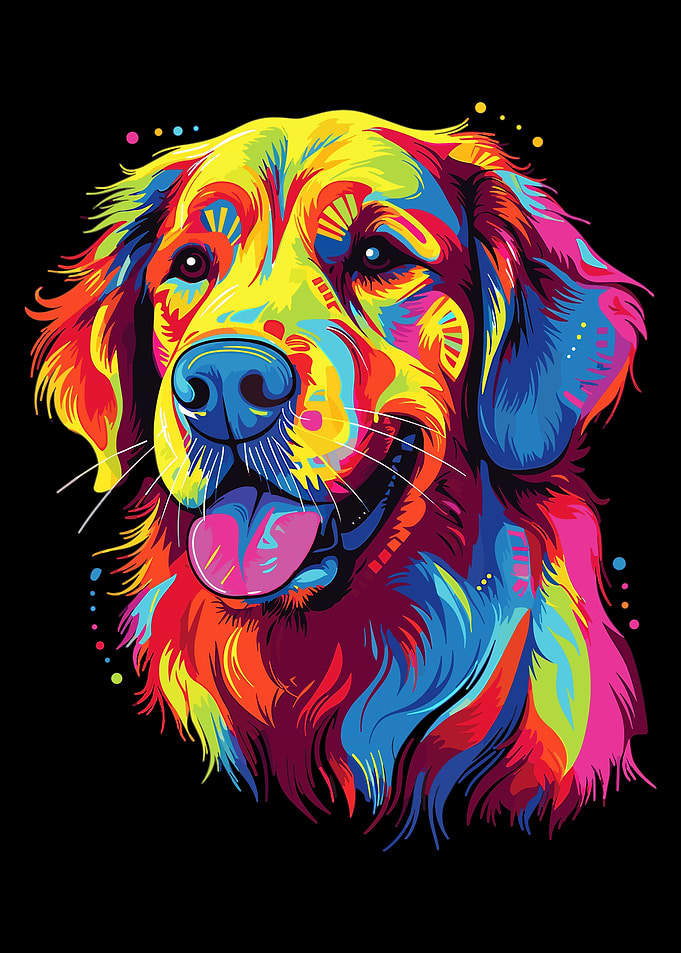 Colorful Golden Retriever Portrait