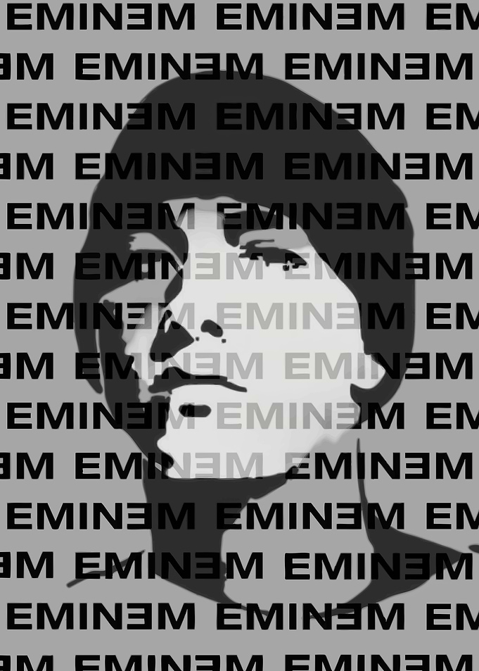 Eminem Portrait with Text Overlay