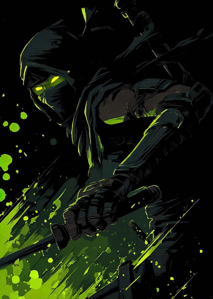 Hooded Ninja Warrior with Swords