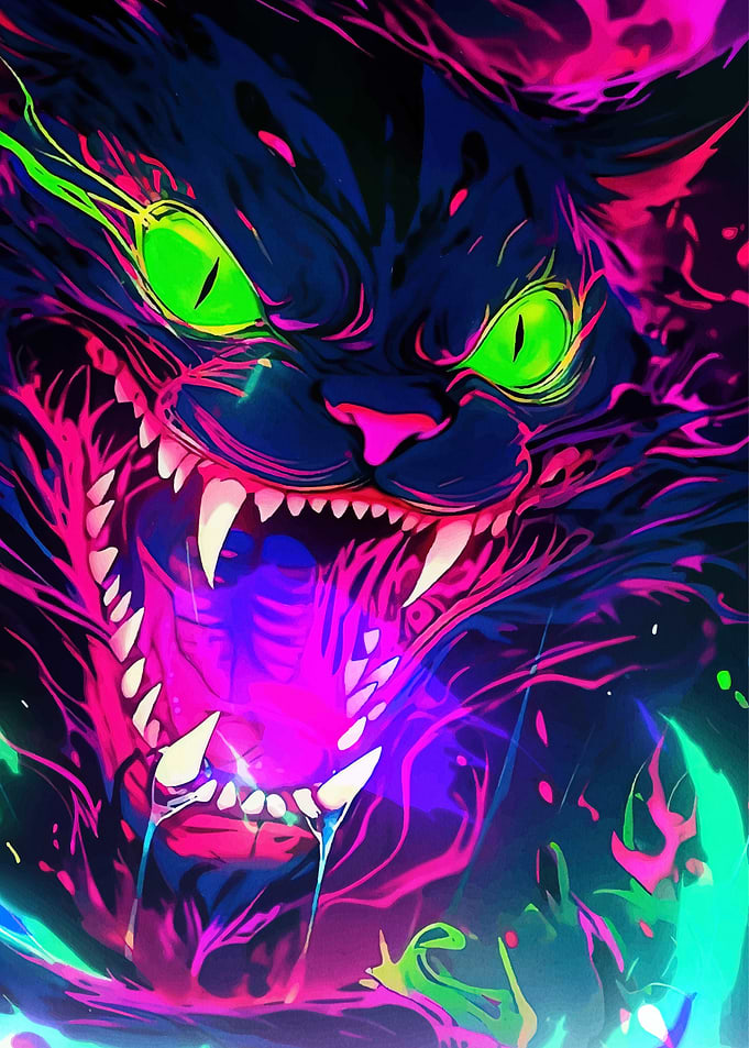 Neon Cat Sharp Teeth