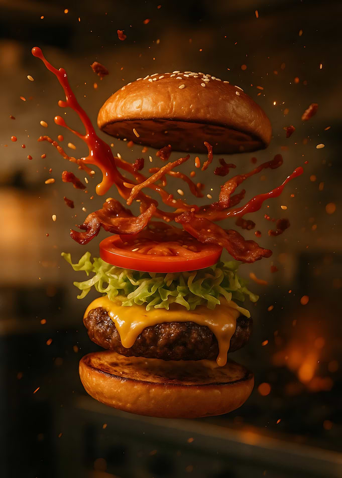 Exploding Burger Ingredients