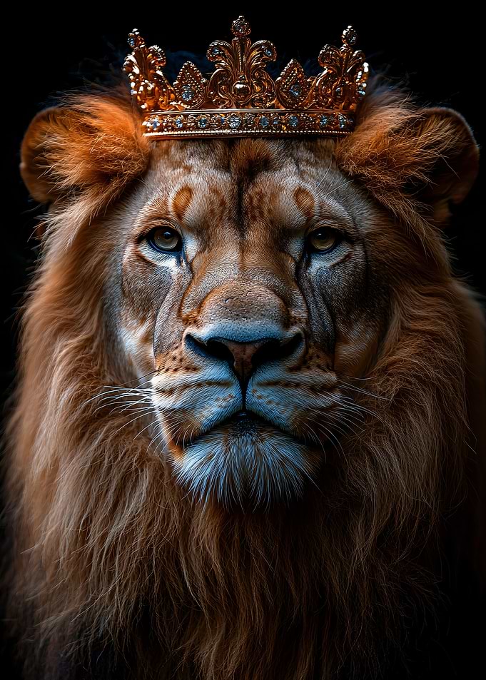 Lion King Portrait with Golden Crown