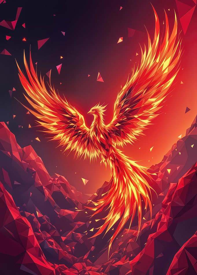 Mythical Fiery Phoenix Rising