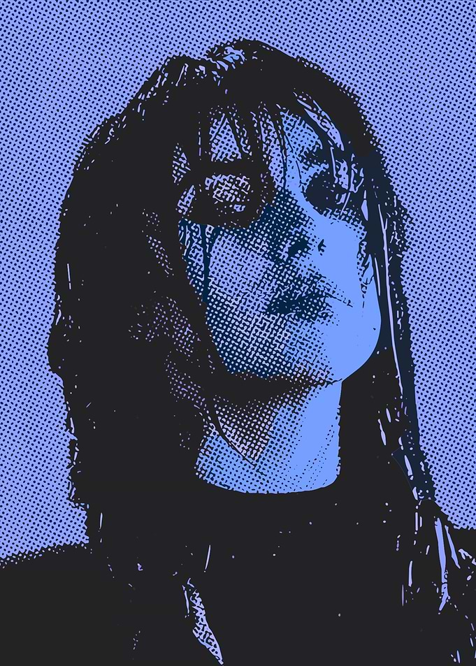 Blue Halftone Portrait of a Woman