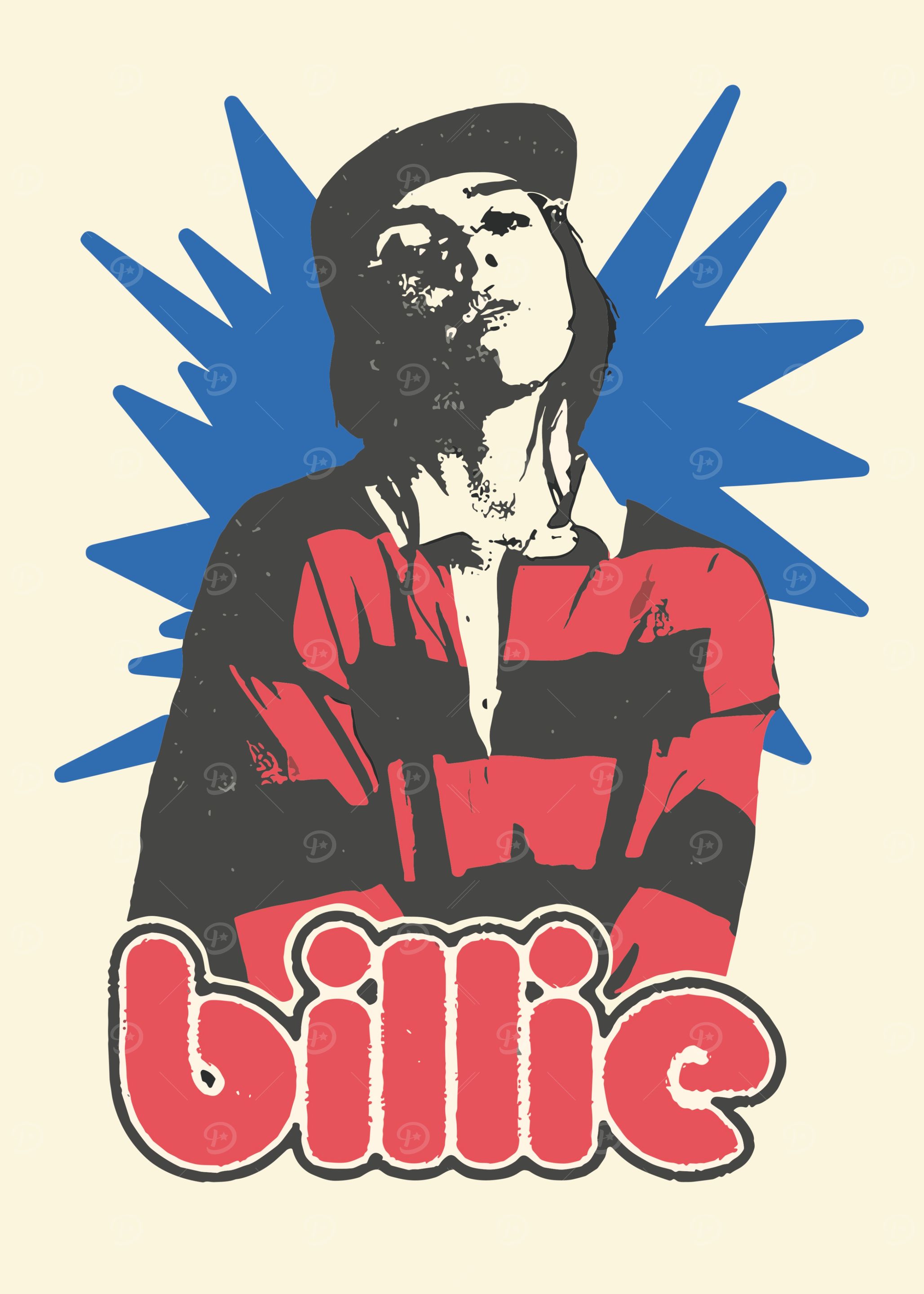 Billie Portrait with Blue Starburst