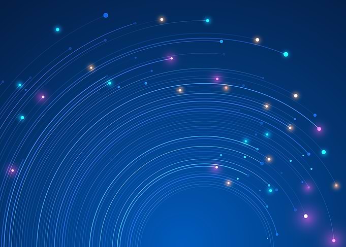 Abstract Blue Lines with Glowing Dots