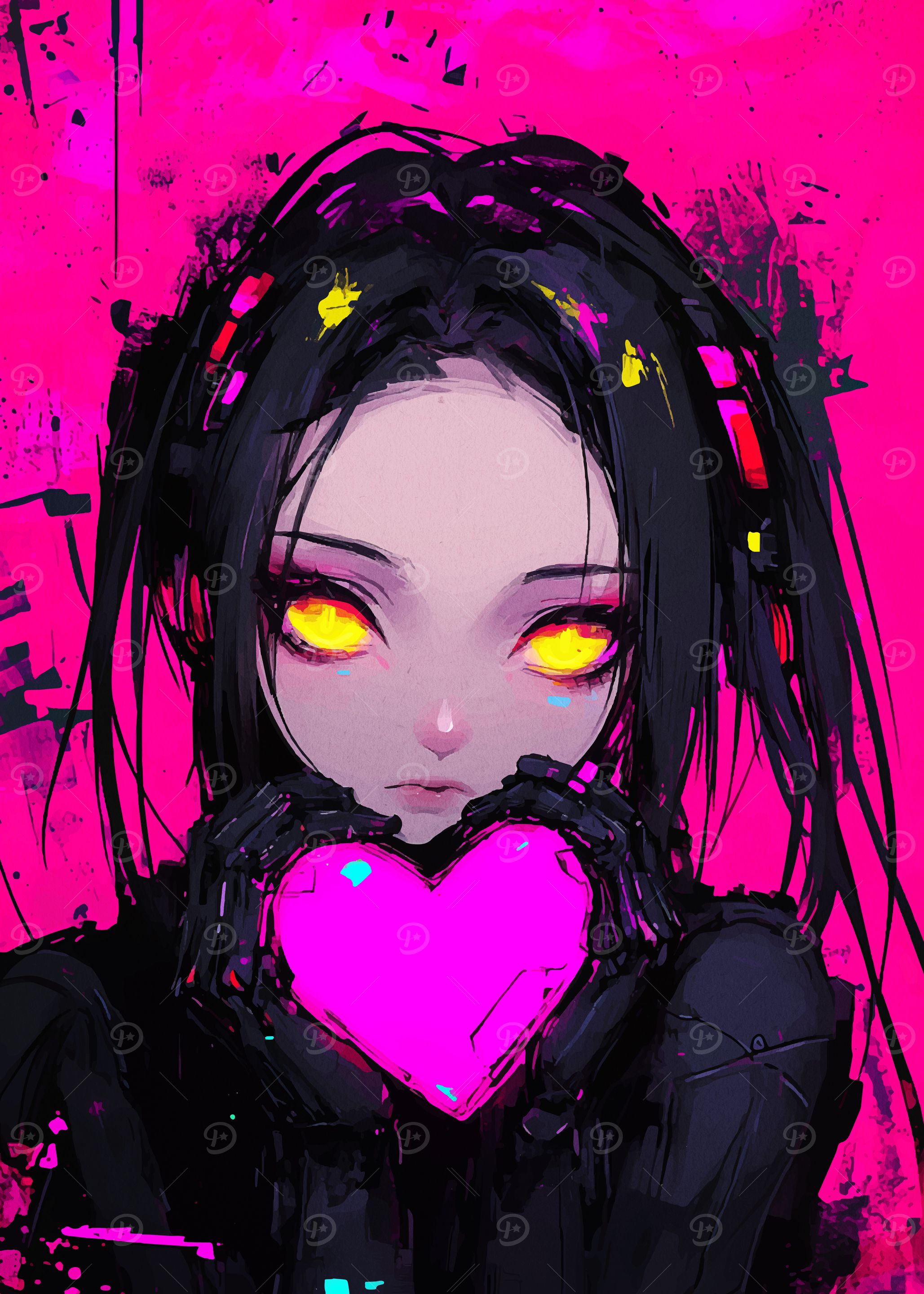 Anime Girl Holding Heart