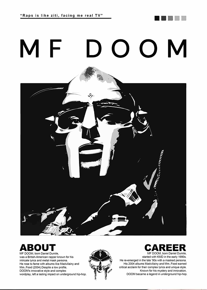 MF DOOM Black and White Portrait