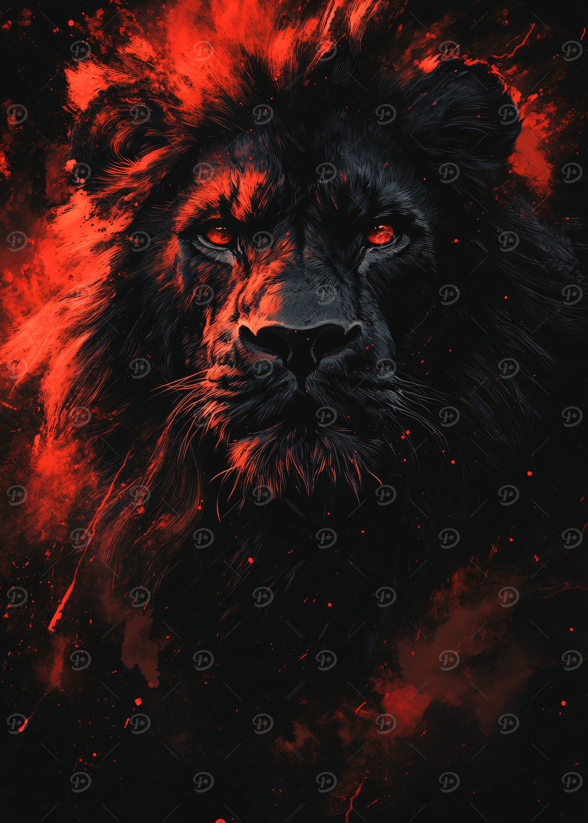 Lion with Red Eyes