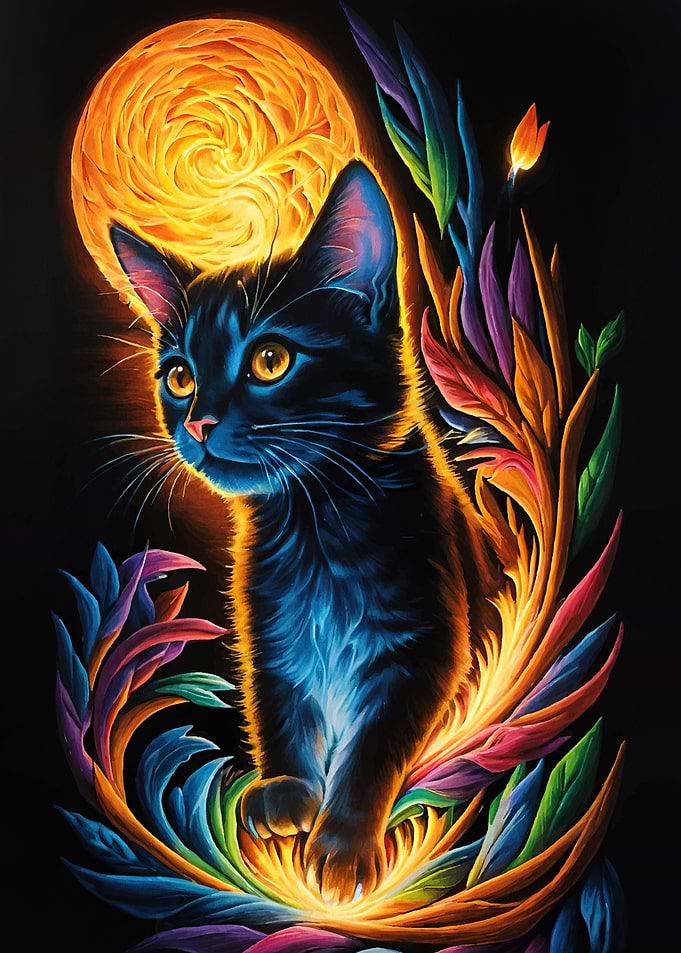 Colorful Cat Moon
