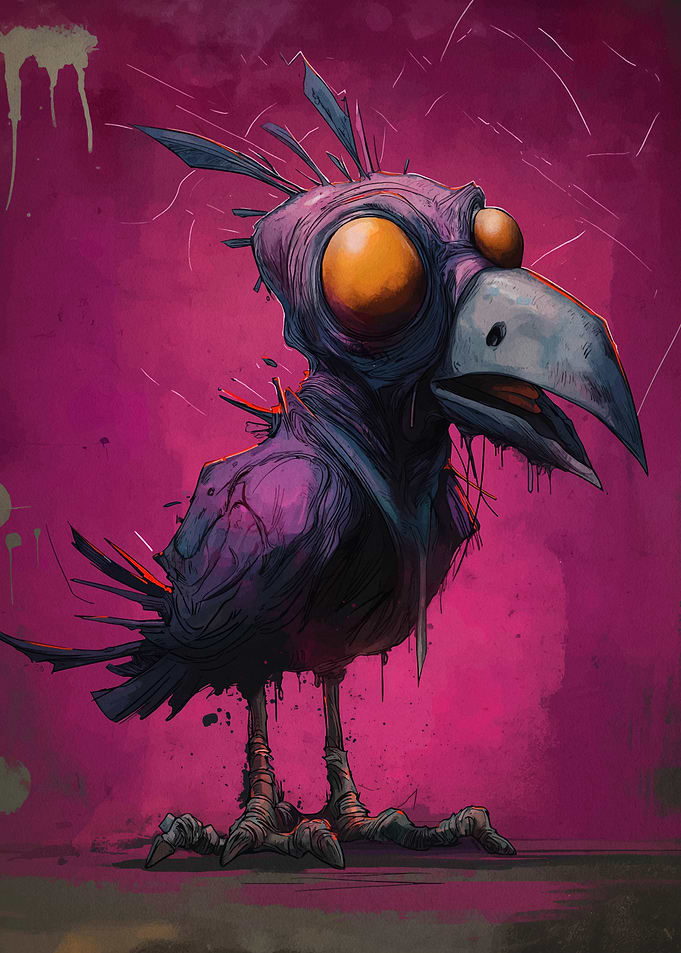 Cartoon Bird with Large Eyes