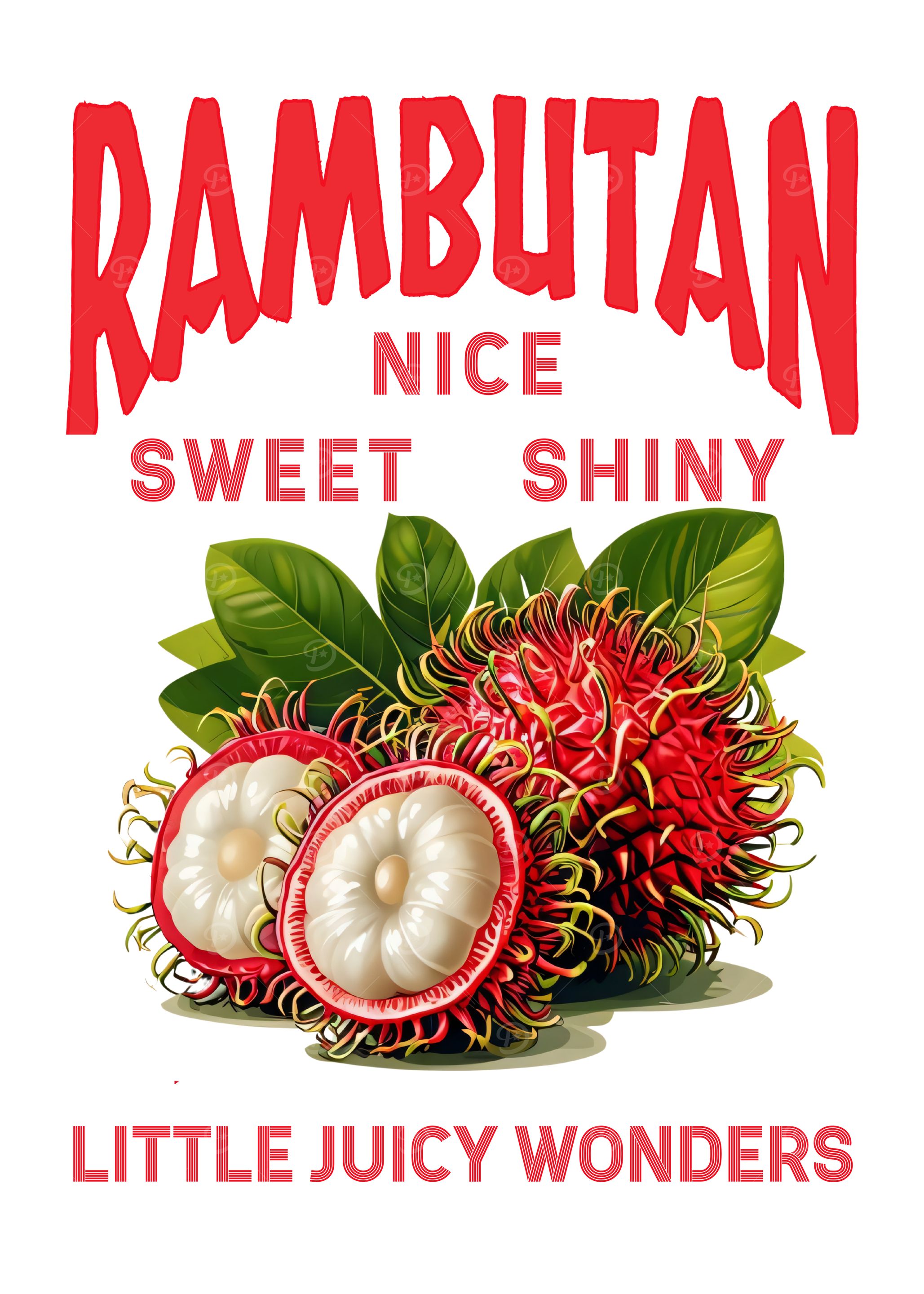 Rambutan Tropical Fruit Illustration