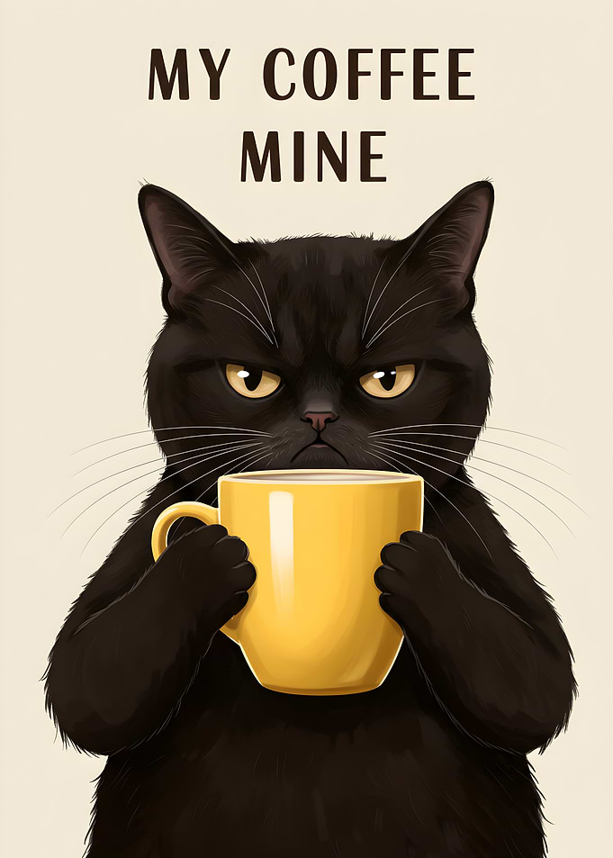 Grumpy Cat with Coffee Mug
