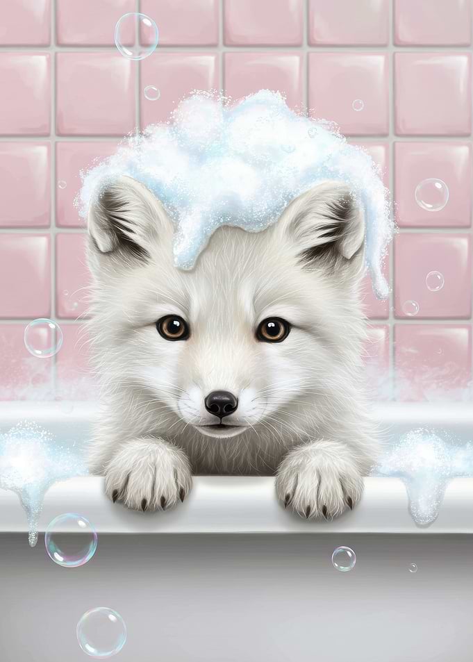 Cute Fox Puppy in Bathtub