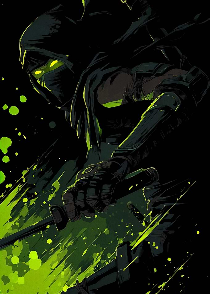 Hooded Ninja with Glowing Eyes