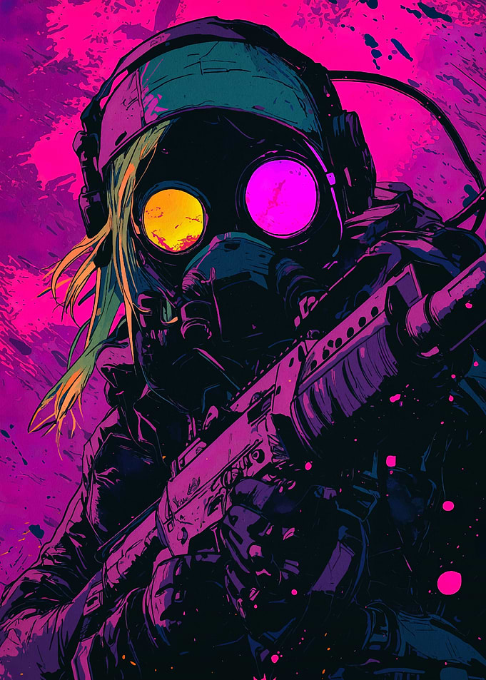Gas Mask Soldier with Rifle