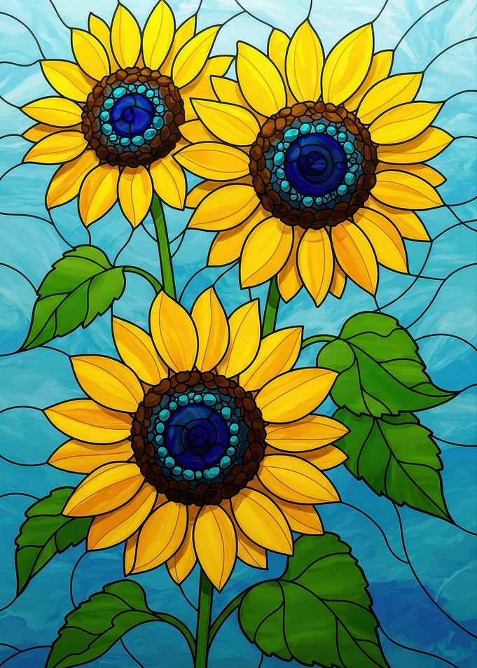 Stained Glass Sunflowers